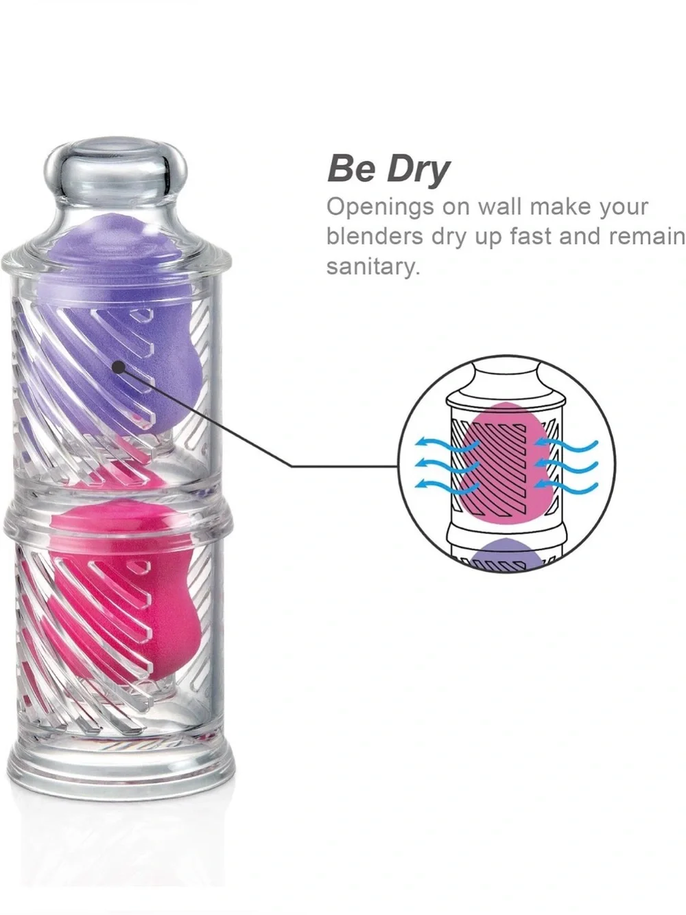 EggStack Acrylic Makeup Sponge Holder Set w/ Dust Cover 2 Stackable Clear
